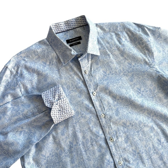 Bugatchi Shaped Fit Mixed Print Flip Cuff Shirt XL - Picture 1 of 9
